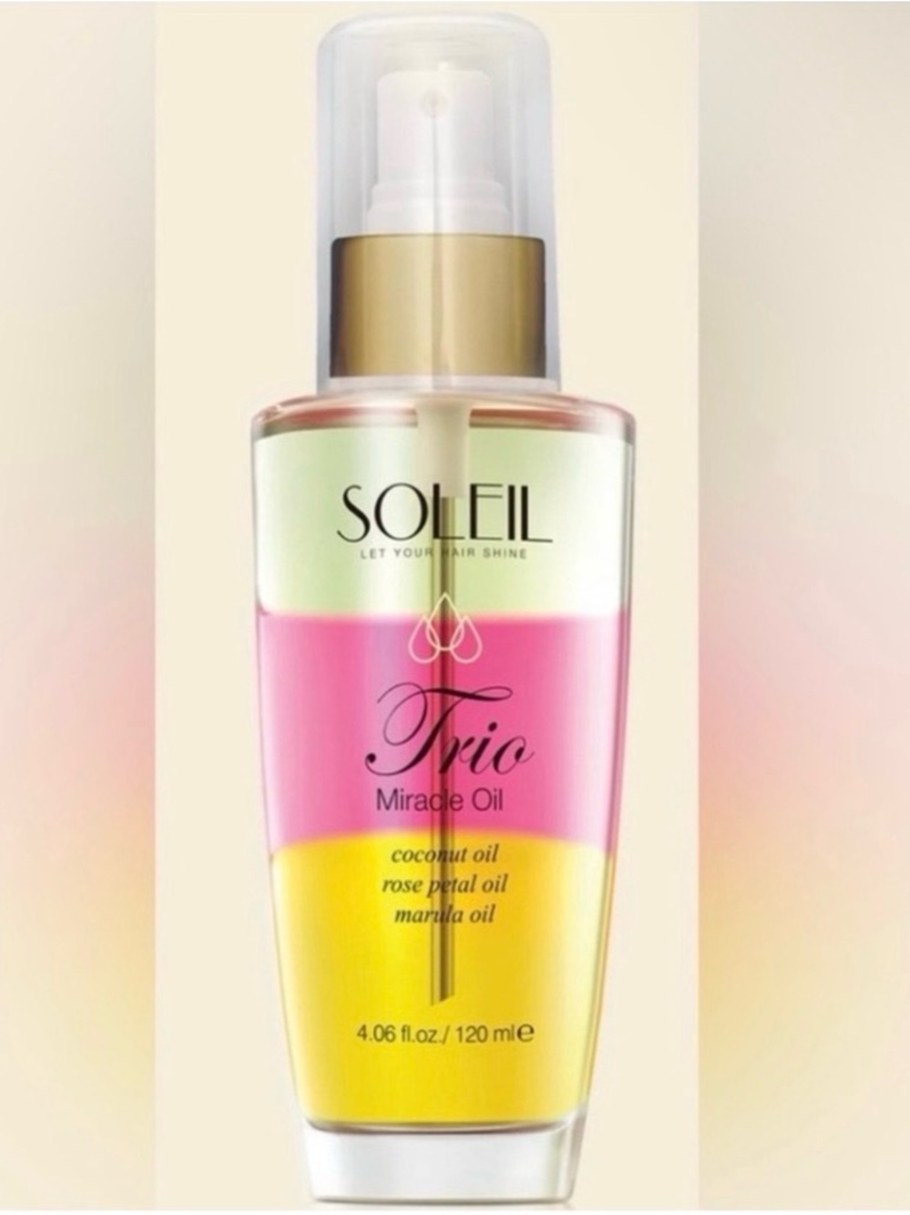 Soleil Trio Miracle Oil Hair Treatment 4.06 oz Coconut Rose Marula